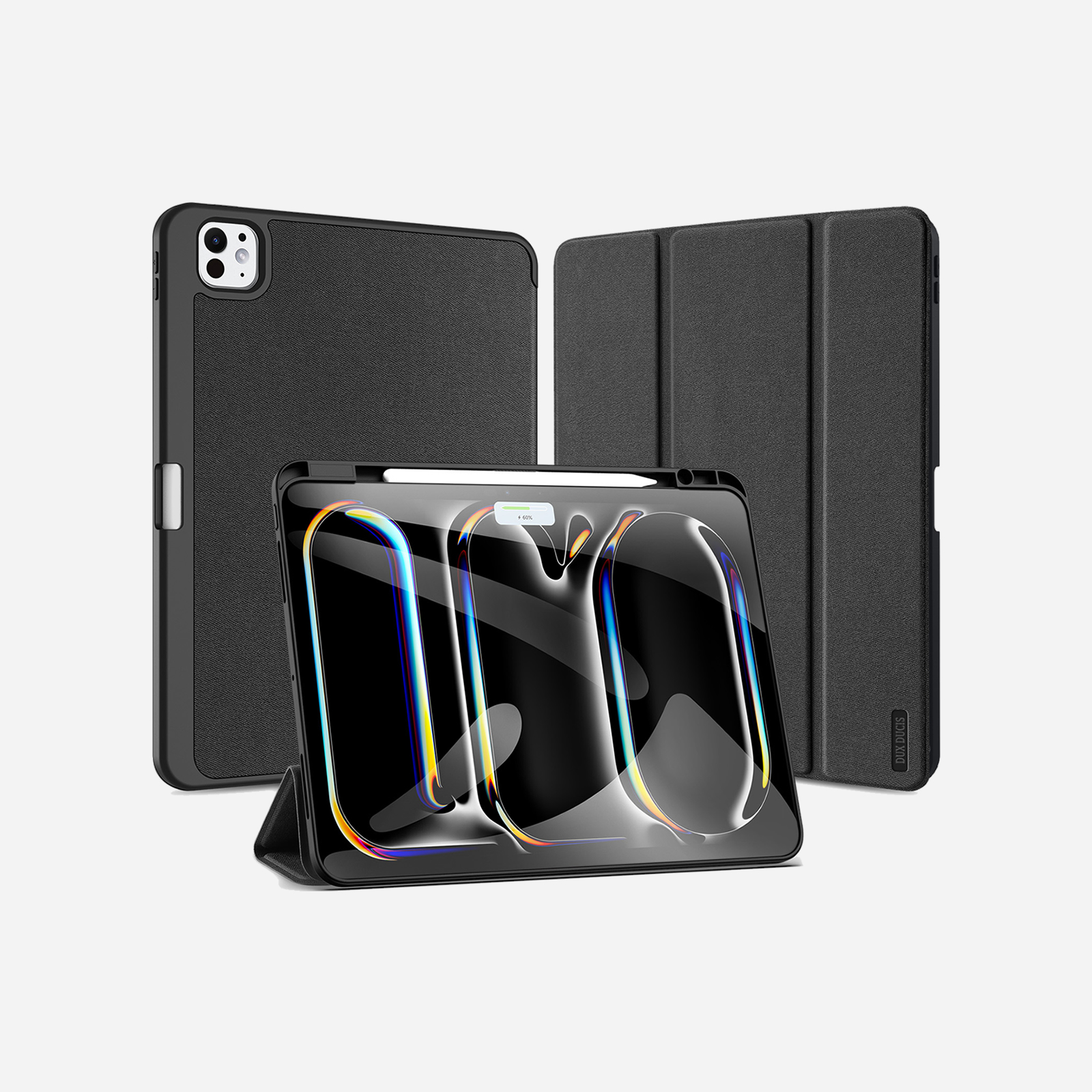 Magnetic Smart Cover for iPad with Pencil Storage(Black)