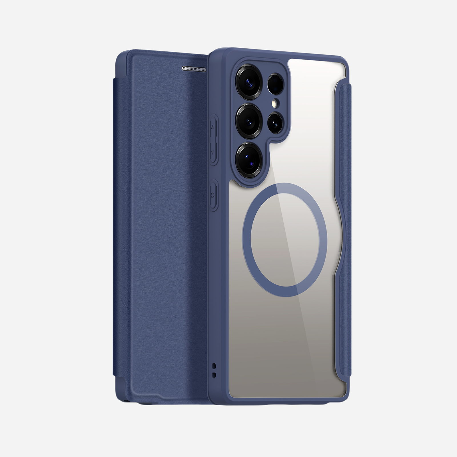 MagSafe® Compatible Abyss Blue 3-in-1 Wallet No Ring Stand Case for Samsung Galaxy