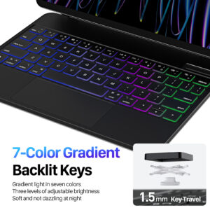 Amazon-1600-Worded_10 Magnetic Wireless Backlit Keyboard Case for iPad(Balck)