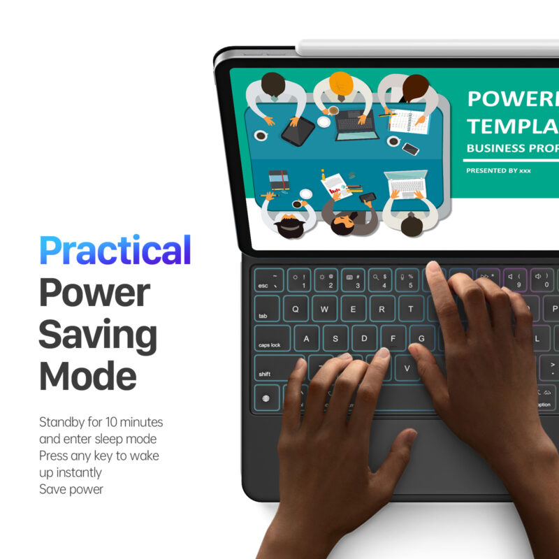 Amazon-1600-Worded_11 Magnetic Wireless Backlit Keyboard Case for iPad(Balck)