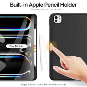 Black (3) Magnetic Smart Cover for iPad with Pencil Storage(Black)