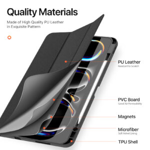 Black (7) Magnetic Smart Cover for iPad with Pencil Storage(Black)