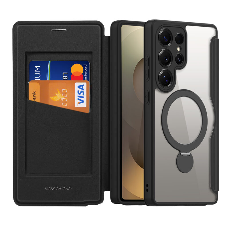 Black-Worded_03 MagSafe® Compatible Phantom Black 3-in-1 Wallet Case for Samsung Galaxy