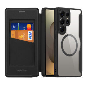 Black-Worded_03 MagSafe® Compatible Phantom Black 3-in-1 Wallet No Ring Stand Case for Samsung Galaxy