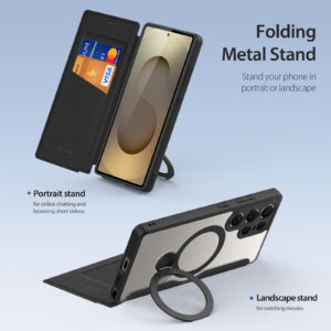 Black-Worded_08 MagSafe® Compatible Phantom Black 3-in-1 Wallet Case for Samsung Galaxy