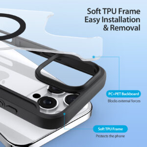 Black-Worded_10 MagSafe® Compatible Eclipse Black Ultimate 3-in-1 No Ring Stand Case for iPhone Series