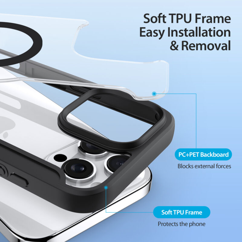 Black-Worded_10 MagSafe® Compatible Eclipse Black Ultimate 3-in-1 No Ring Stand Case for iPhone Series