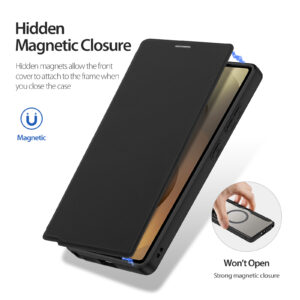 Black-Worded_10 MagSafe® Compatible Phantom Black 3-in-1 Wallet No Ring Stand Case for Samsung Galaxy