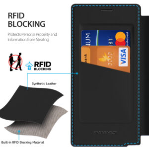 Black-Worded_12 MagSafe® Compatible Phantom Black 3-in-1 Wallet No Ring Stand Case for Samsung Galaxy