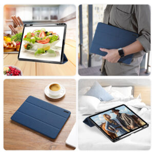 Blue (9) Magnetic Smart Cover for iPad with Pencil Storage(Blue)