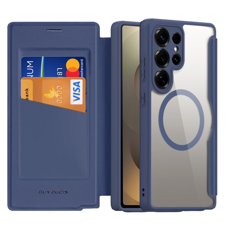 Blue-Worded_03 MagSafe® Compatible Abyss Blue 3-in-1 Wallet No Ring Stand Case for Samsung Galaxy