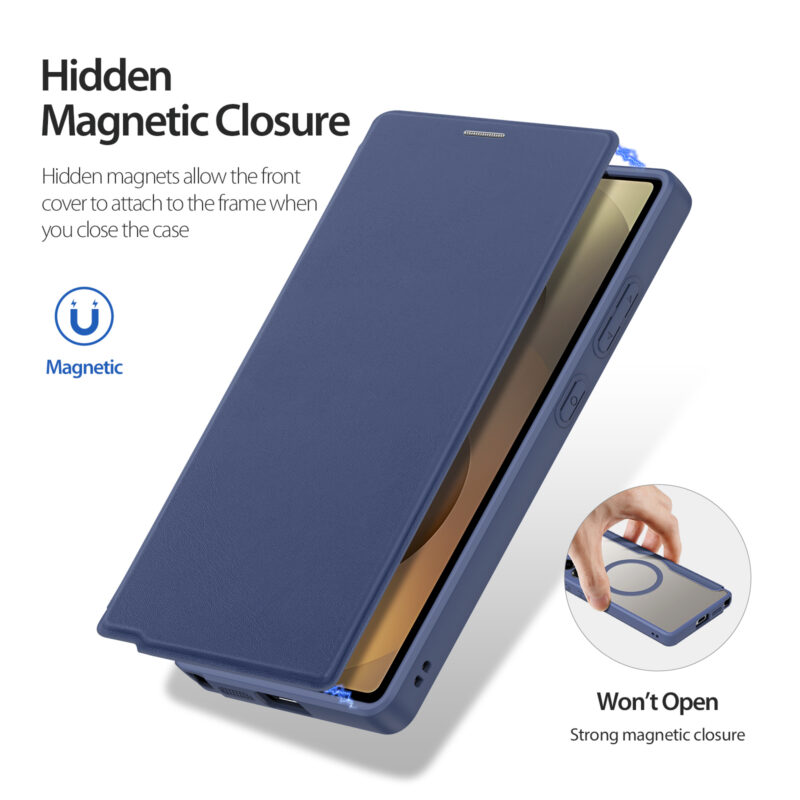 Blue-Worded_10 MagSafe® Compatible Abyss Blue 3-in-1 Wallet No Ring Stand Case for Samsung Galaxy