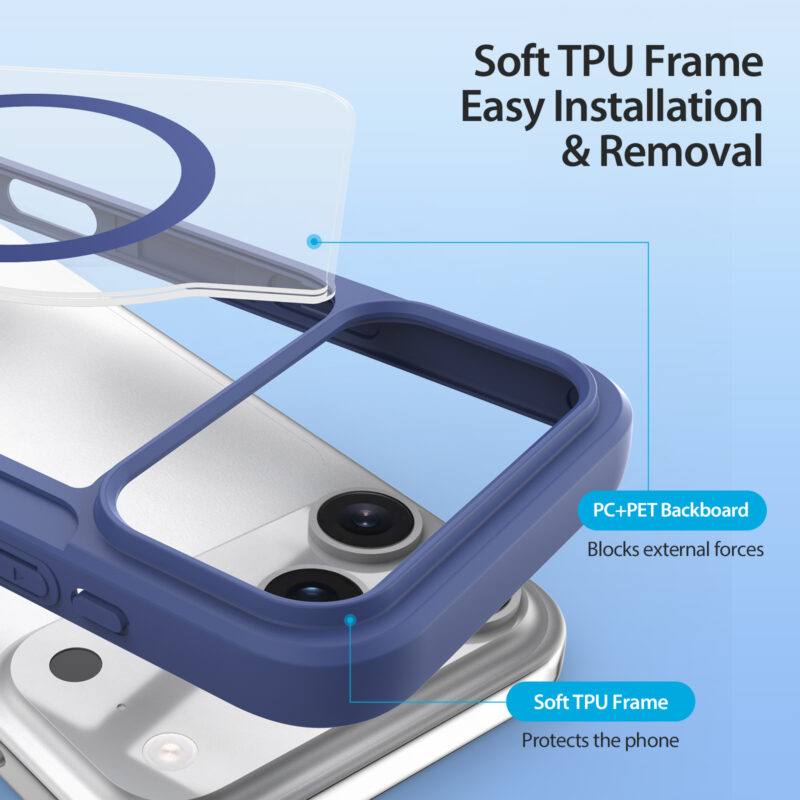 Blue-Worded_11 MagSafe® Compatible Cosmic Blue Premium 3-in-1 Wallet Case for iPhone 17 Pro Max