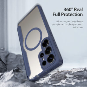 Blue-Worded_14 MagSafe® Compatible Abyss Blue 3-in-1 Wallet No Ring Stand Case for Samsung Galaxy