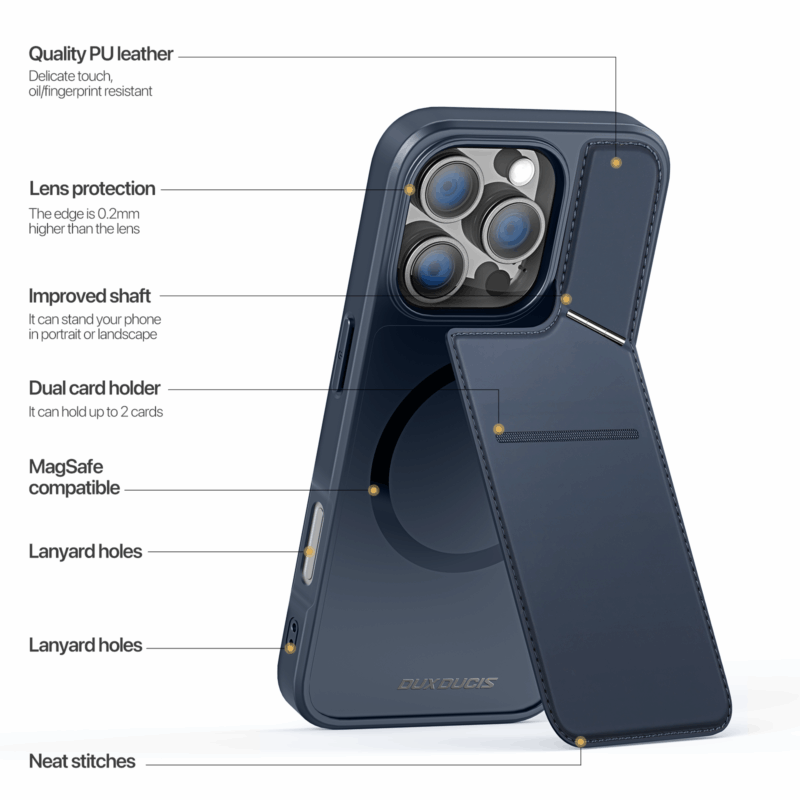 Blue_06 MagSafe® Compatible Sapphire Blue - 3-in-1 Case with Wallet, Stand & RFID Protection for iPhone