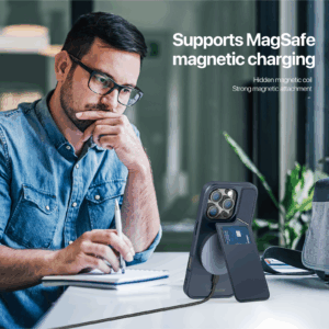 Blue_08 MagSafe® Compatible Sapphire Blue - 3-in-1 Case with Wallet, Stand & RFID Protection for iPhone