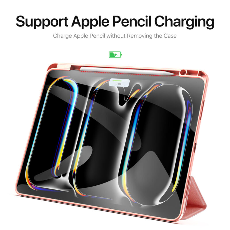Pink (13) Magnetic Smart Cover for iPad with Pencil Storage(Pink)