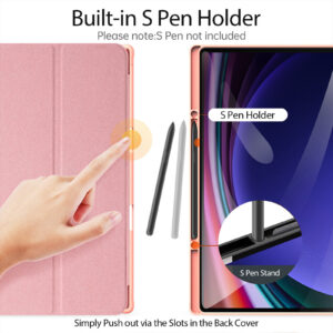Pink (3) Magnetic Smart Folio Case for Samsung Galaxy Tab with S Pen Holder(Pink)