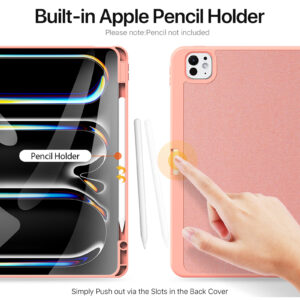 Pink (3) Magnetic Smart Cover for iPad with Pencil Storage(Pink)