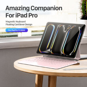 Pink_03 Magnetic Wireless Backlit Keyboard Case for iPad(Pink)