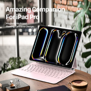 Pink_05 Magnetic Wireless Backlit Keyboard Case for iPad(Pink)