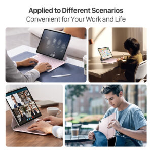 Pink_06 Magnetic Wireless Backlit Keyboard Case for iPad(Pink)