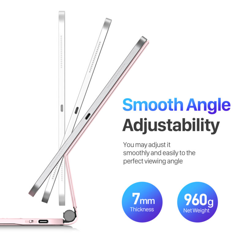 Pink_09 Magnetic Wireless Backlit Keyboard Case for iPad(Pink)