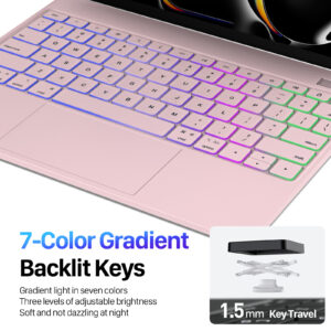 Pink_10 Magnetic Wireless Backlit Keyboard Case for iPad(Pink)