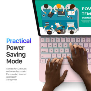 Pink_11 Magnetic Wireless Backlit Keyboard Case for iPad(Pink)