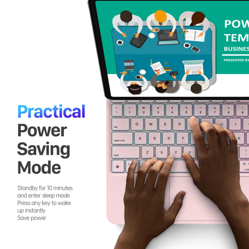 Pink_11 Magnetic Wireless Backlit Keyboard Case for iPad(Pink)