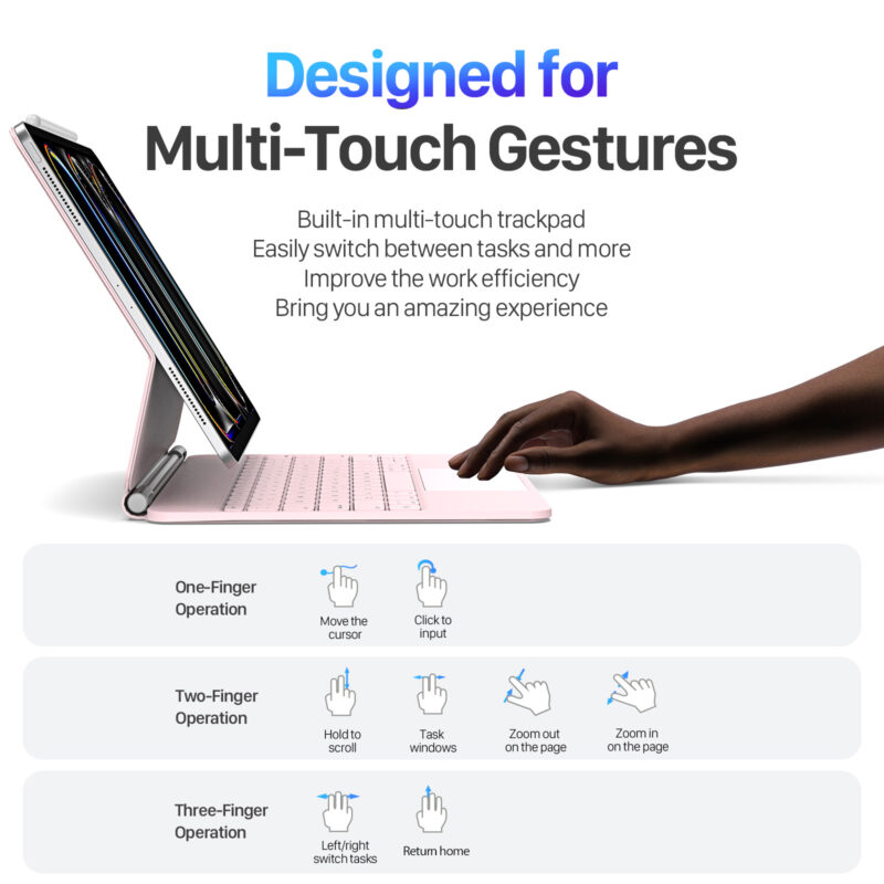 Pink_12 Magnetic Wireless Backlit Keyboard Case for iPad(Pink)