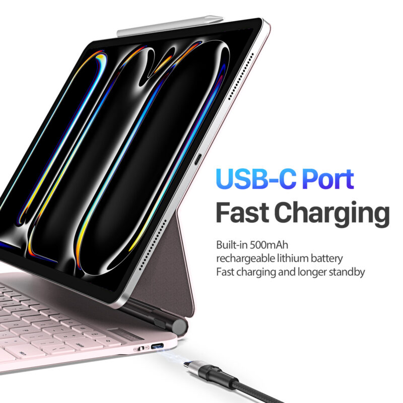 Pink_14 Magnetic Wireless Backlit Keyboard Case for iPad(Pink)