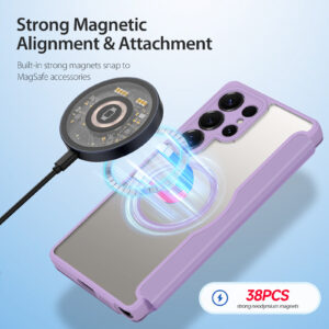 Purple-Pink-Worded_06 MagSafe® Compatible Amethyst Blush 3-in-1 Wallet No Ring Stand Case for Samsung Galaxy