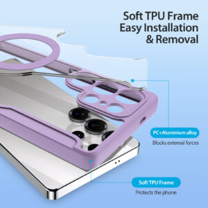 Purple-Pink-Worded_13 MagSafe® Compatible Amethyst Blush 3-in-1 Wallet No Ring Stand Case for Samsung Galaxy