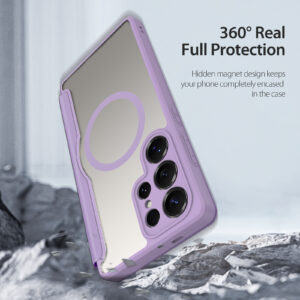 Purple-Pink-Worded_14 MagSafe® Compatible Amethyst Blush 3-in-1 Wallet No Ring Stand Case for Samsung Galaxy