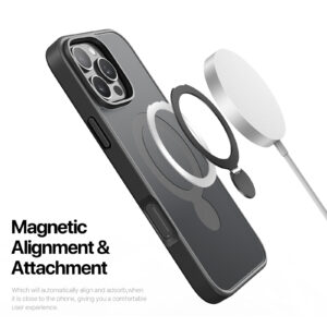 black_08 MagSafe® Compatible Carbon Shadow Case with 360° Ring Stand & Drop Protection for iPhone 16 Series