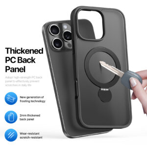 black_09 MagSafe® Compatible Carbon Shadow Case with 360° Ring Stand & Drop Protection for iPhone 16 Series