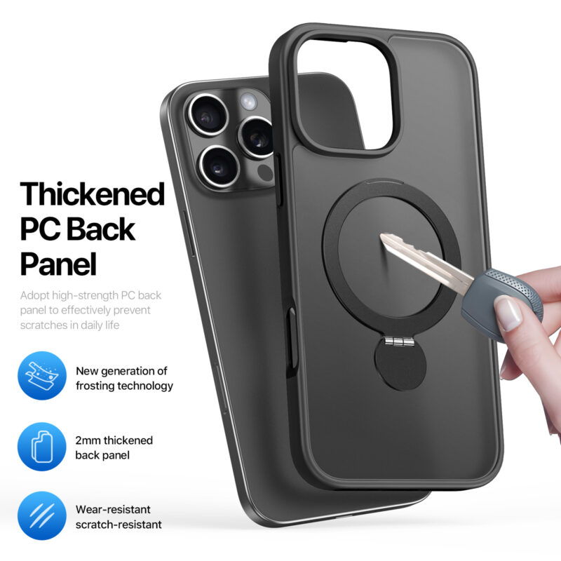 black_09 MagSafe® Compatible Carbon Shadow Case with 360° Ring Stand & Drop Protection for iPhone 16 Series